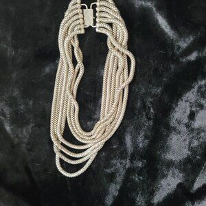Vintage multistrand Mesh Coreana chain necklace silver tone vintage rope collar